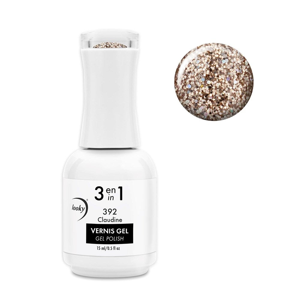 3 in 1 Gel Nail Polish #392 Claudine (Sparkle Collection)