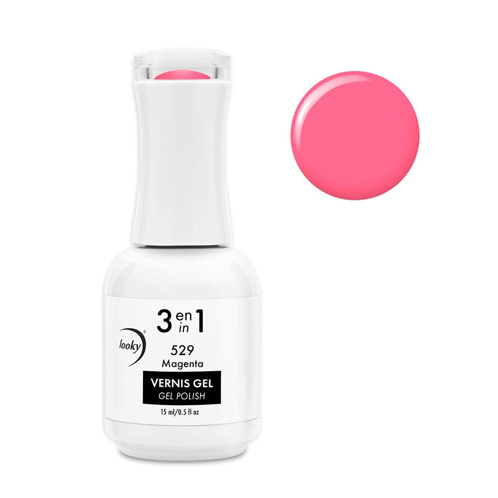 3 in 1 Gel Nail Polish #529 Magenta (Neon Collection)