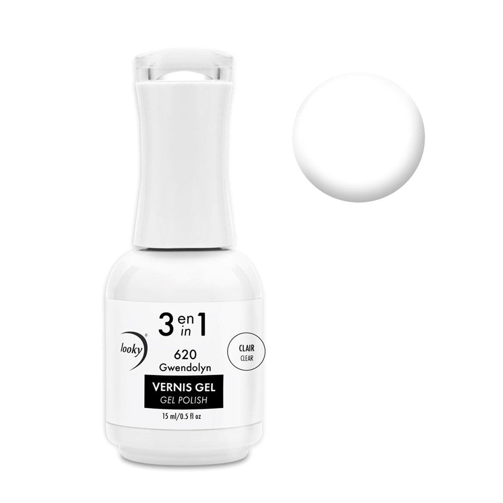 3 in 1 Gel Nail Polish #620 Gwendolyn (Black and White Collection) **Transparent**